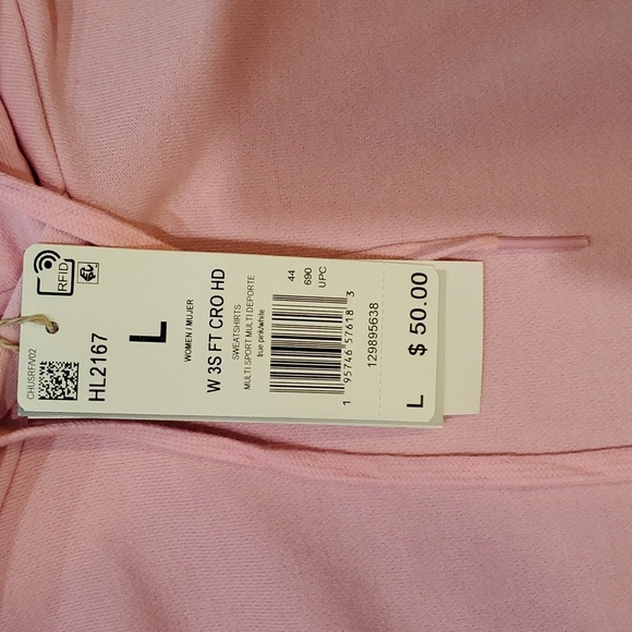 Adidas 3 Stripes Cropped Hoodie Size Large - Picture 5 of 7